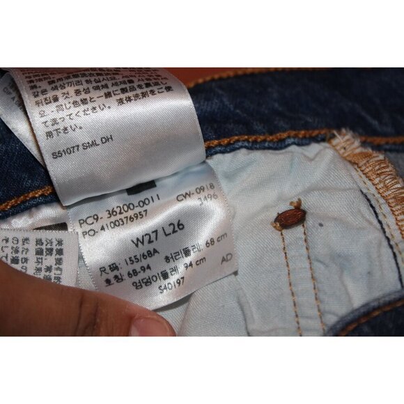 Levis Premium Womens High-Waisted Button-Fly Distressed Hem Blue Denim Jeans Siz - Picture 11 of 12